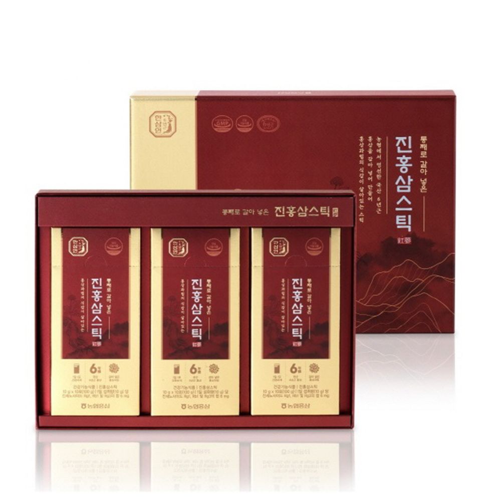 [NH NongHyup Hansamin] Whole Ground Red Ginseng Stick 10g × 30 Pouches – 6-Year-Old Whole Ginseng, Immune Support, Fatigue Relief, Antioxidant, Premium Red Ginseng Stick – Made in Korea